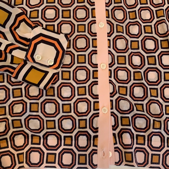 TORY BURCH Silk Sleeve Cotton Geometric Cardigan Large - Picture 7 of 7